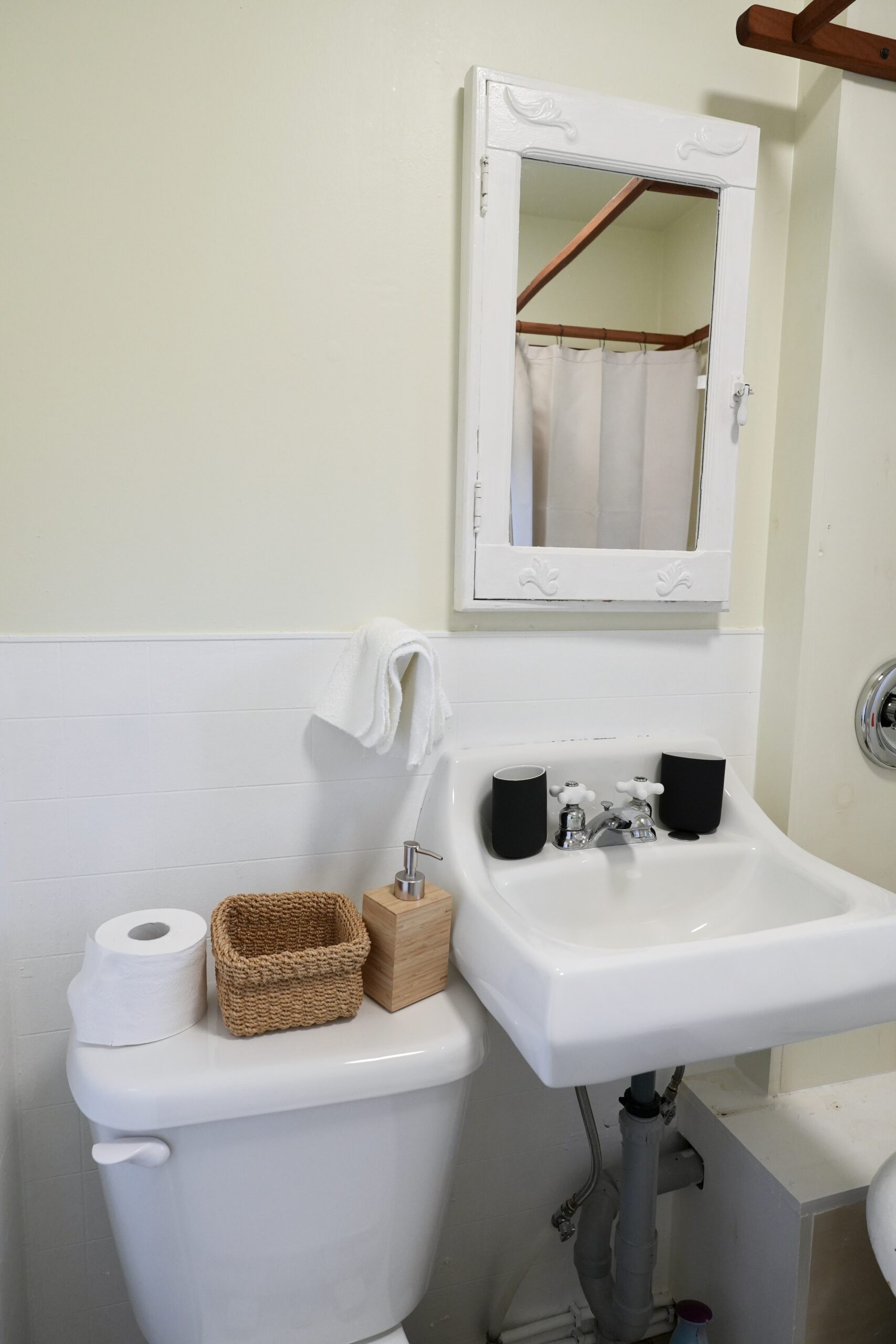 Bathroom Sink and Mirror - Mussel Cove Cottage