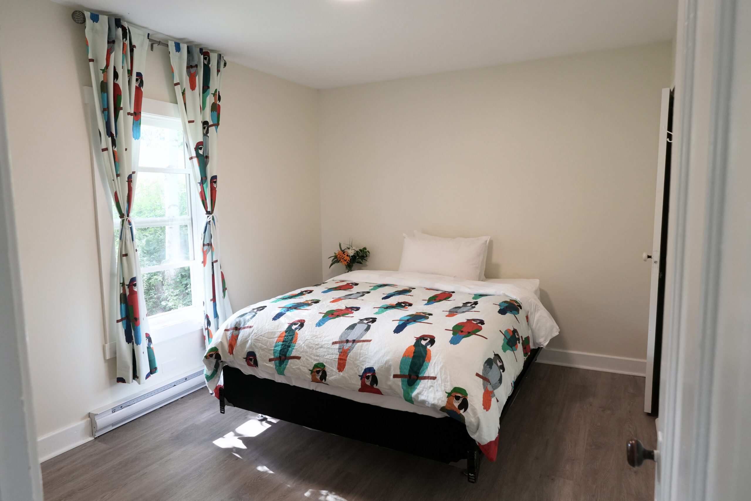 Queen Bedroom - The Parrot Room - Mussel Cove Cottage